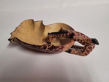 Carved Giraffe Wooden Bowl Trinket Key Tribal Primitive African Centerpiece