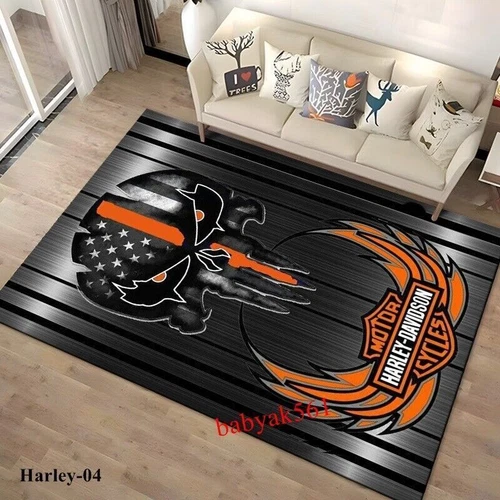 2026 Retro Motorrad Harley SKUll Racing Teppich Fußmatte Wohnzimmer Schlafzimmer - Bild 24 von 35