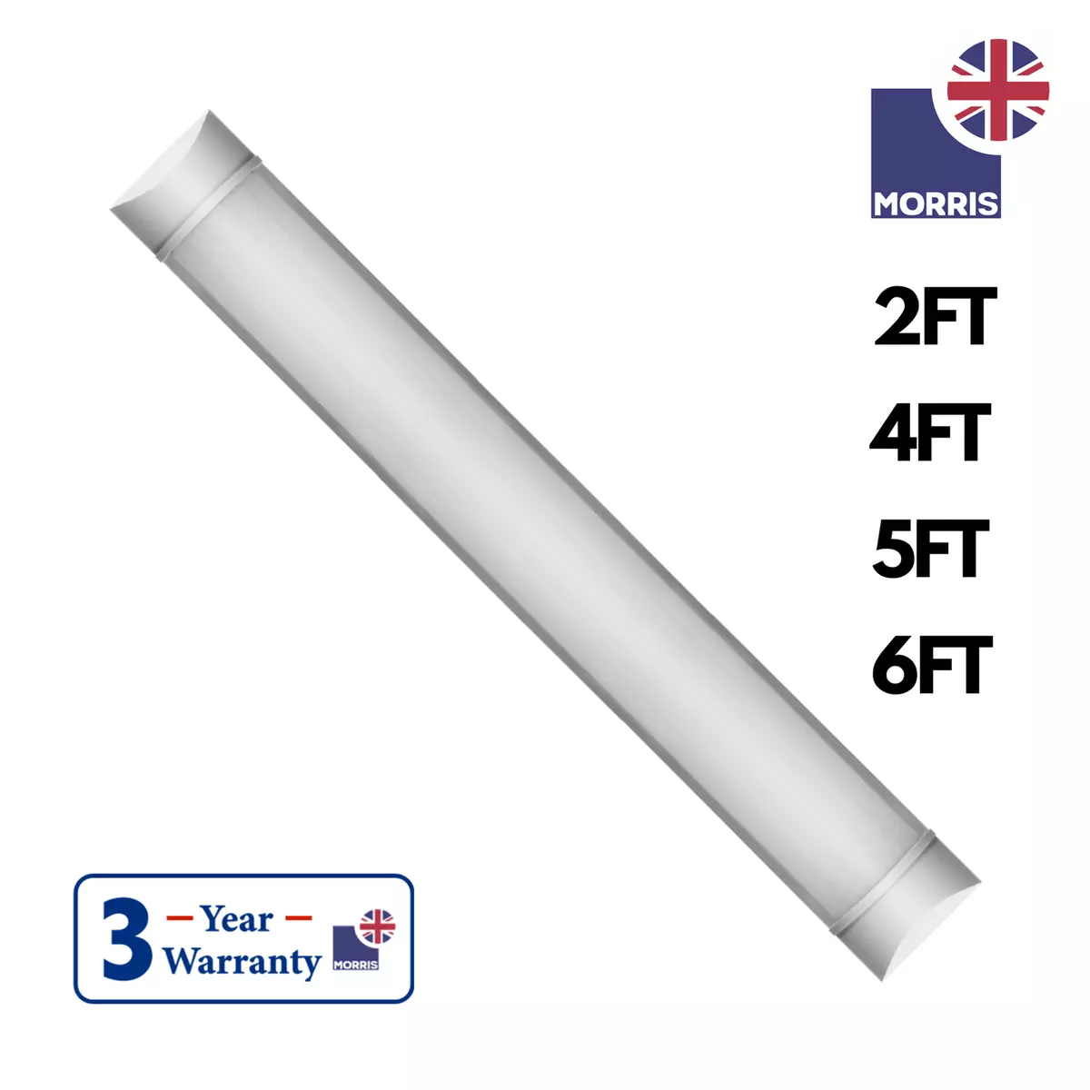LED Batten Slimline Tube Light 2FT 3FT 4FT 5FT 6FT Wall Ceiling Morris 6000k