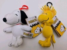 NEW Peanut 5" Snoopy Woodstock Keychain Lot Of 2 Stuffed Animal Aurora Soft XMAS