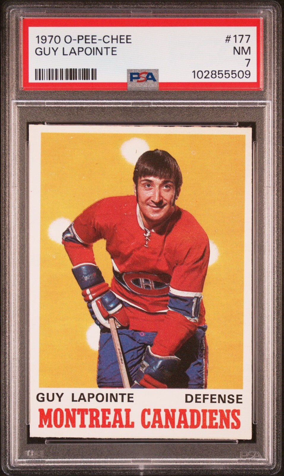 1970-71 O-Pee-Chee Guy Lapointe #177 PSA 7 NM Rookie RC HOF