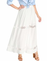 Damen Elastisch Taille Spitze EinfüGen A Linie Maxi Rock Skirt