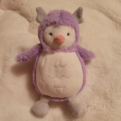 Carters Plush Purple White Grey Owl Bird Stuffed Animal Baby Toy
