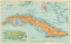 Cuba Vintage Map Inset Puerto Rico West Indies Caribbean 1931 Old Ebay