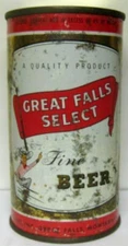 GREAT FALLS SELECT FINE BEER ss NIEO 4% Flat Top Beer CAN w/ COWBOY MONTANA 1958