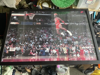 Nike AIR JORDAN Flying ‘80’s Era NBA Poster Framed Glass