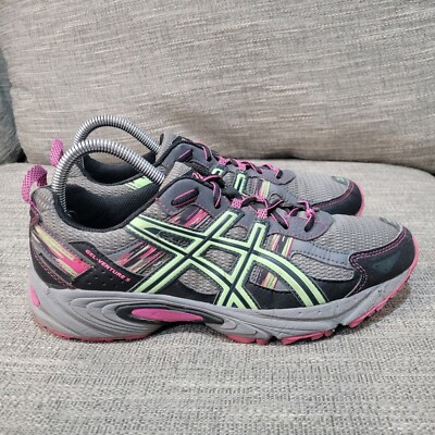 Asics Gel Venture 5 Running Shoes Women's Size 8 Gray Pink Green Sneaker T5N9O D
