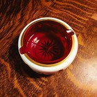 Vtg Czech Bohemian Cut to Clear Heavy Crystal Cranberry Ruby Milk glass Ashtray — photo 8