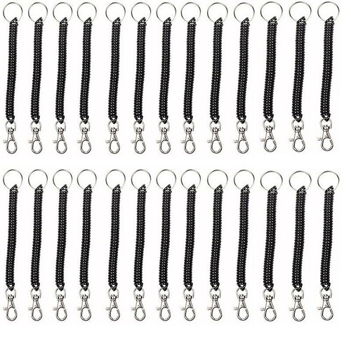 4PCS Elastic Phone Elastic Spiral Spring Coil Strap Rope Lanyard Key Chain Black - Picture 6 of 12
