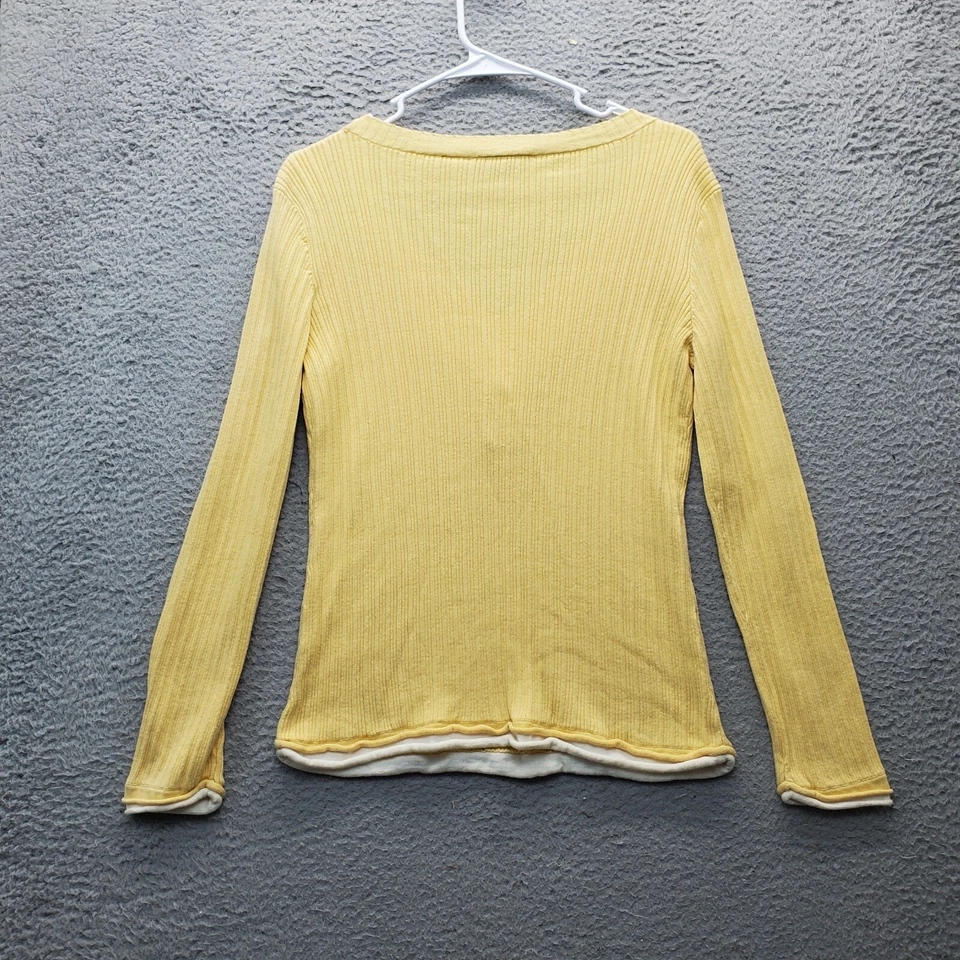 Suéter Axcess Mujer Grande Amarillo Tejido Ligero Manga Larga Cuello en V Pullover Foto 2 de 4