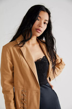 Free People Savanna Vegan Suede Jacket Neutral Camel Size M Bnwt Rrp £228