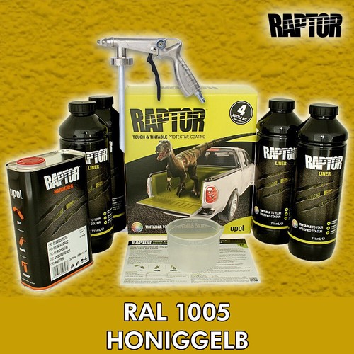 Juego de 4 recubrimientos de pintura Raptor + pistola UBS/tintable, negro, colores RAL/UPOL - Imagen 22 de 204