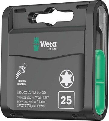 Wera 057778 Bit-Box 20 TX HF Torx-Schraubendreherbits T25 (x20) 25 mm lang