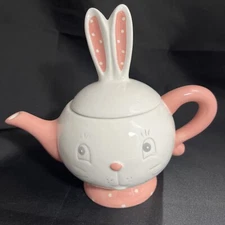 Carnival Cottage Johanna Parker Dottie Teapot Spring Pink White 16 Oz.