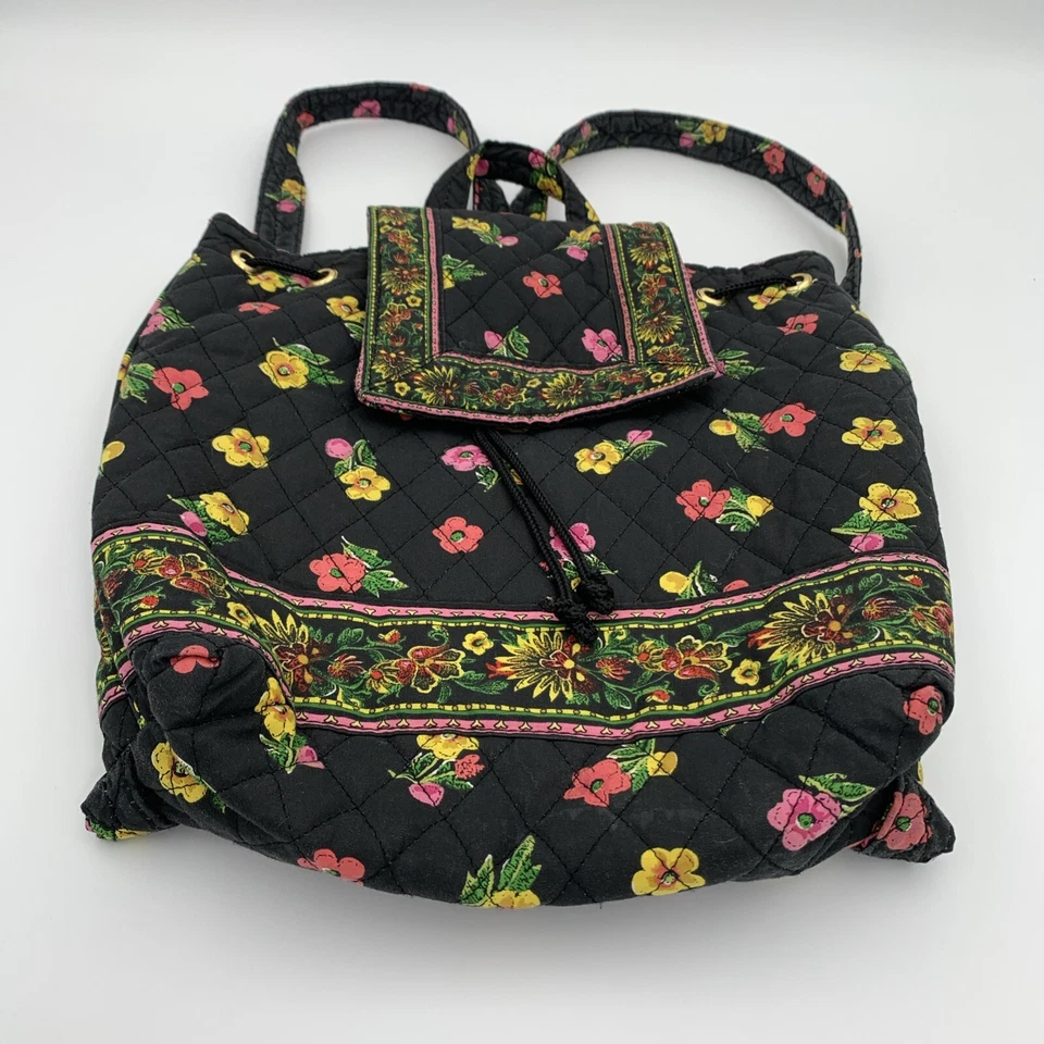 Americana by Sharif Quilted Flower Pattern Backpack Style Purse Drawstring Top - Image 2 of 4