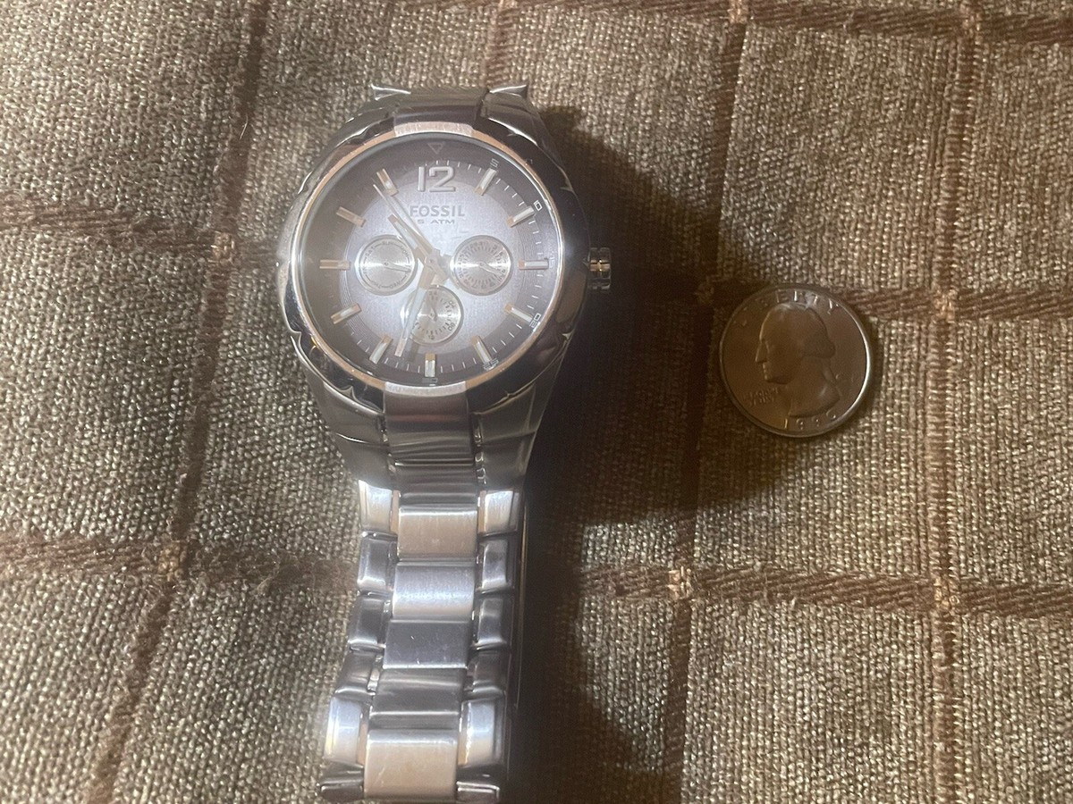 Fossil BQ9369 45 mm Silver Stainless Steel Case with Rose Gold