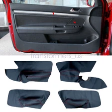 For VW Jetta Golf MK5 2005-2010 Leather Door Armrest Panel Cover 4Pcs/Set Black