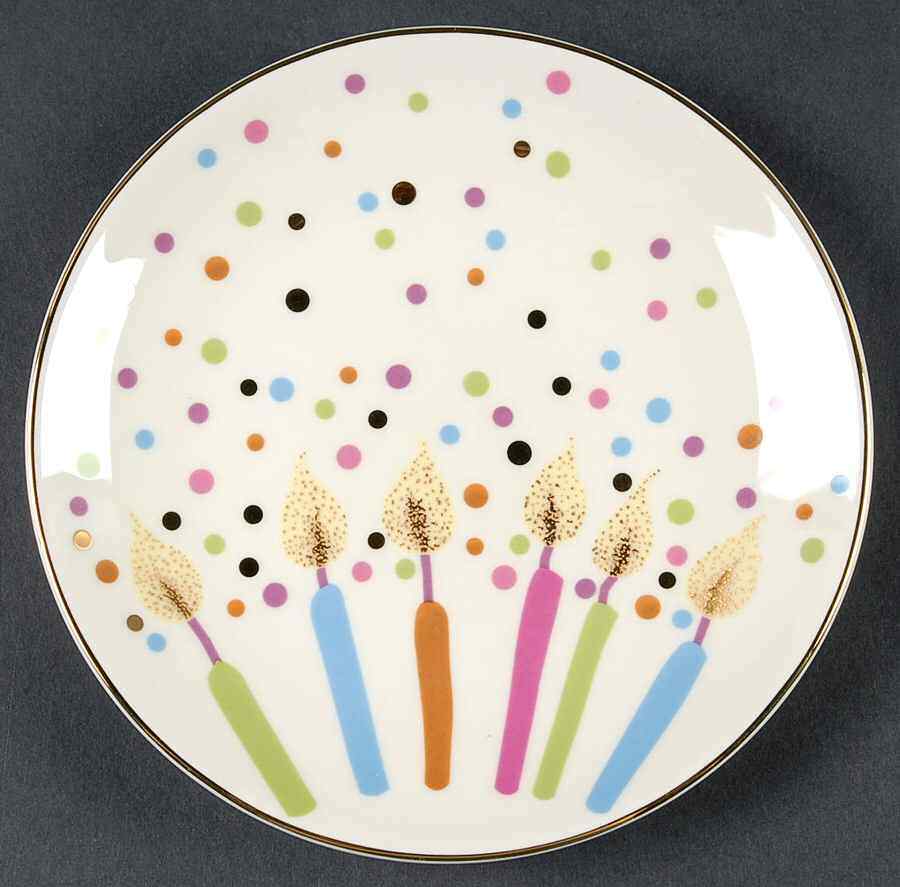 Lenox Candles & Confetti Dessert Pie Plate Celebratory Design 6418335