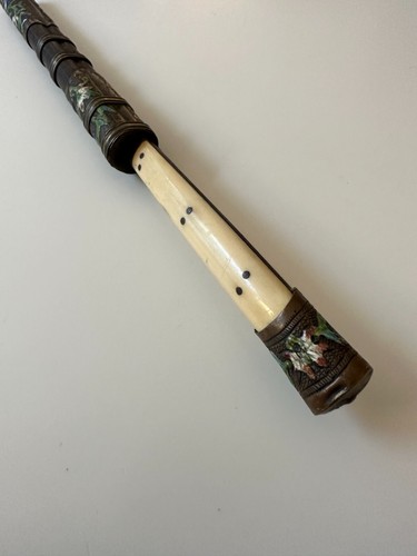 Feines chinesisches Essset (Trousse) aus Knochen & Blumen aus dem 19. Jahrhundert - Essstäbchen fehlen - Bild 2 von 6