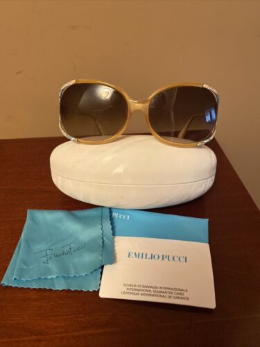 EMILIO PUCCI  Sunglasses EP 608S 60-16 734 125 Yellow with Pucci Logo - Picture 1 of 9