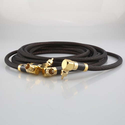 Pair 6N pure Solid Silver RCA Audio Cable with Right angled rca plug HIFI - Picture 4 of 11
