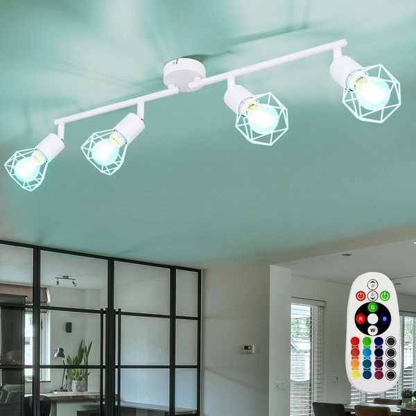 Led Decken Leuchte Strahler Schwenkbar Rgb Farbwechsel KäFig Spot Lampe Dimmbar-image