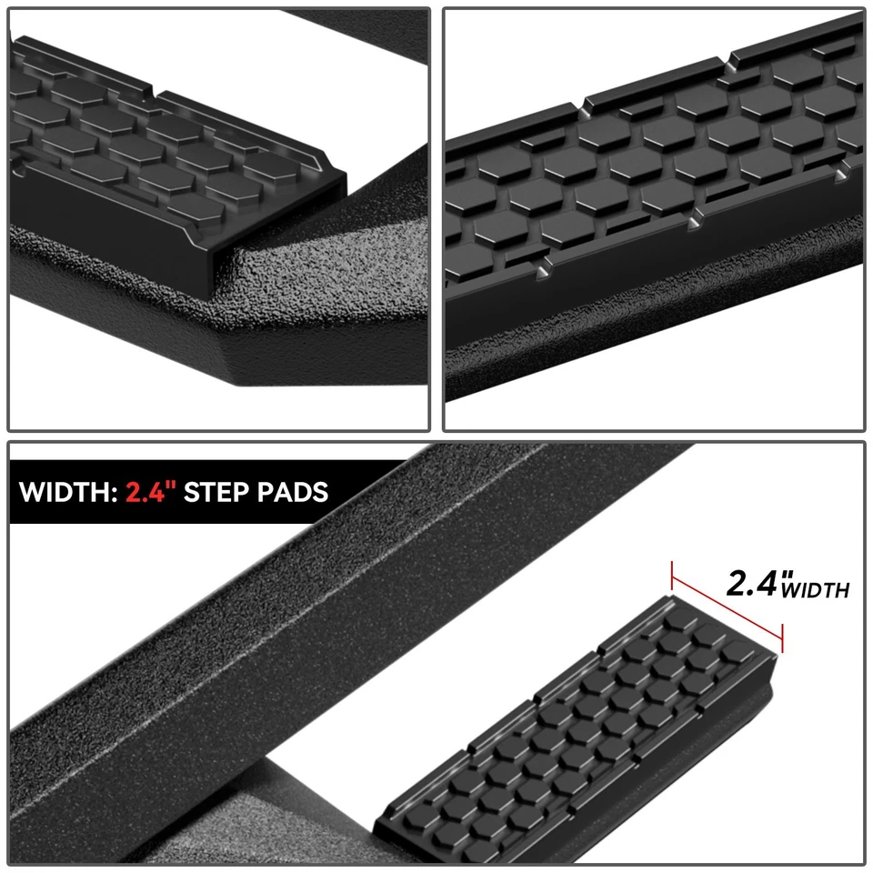 Para Silverado Sierra 2007-2019 doble cabina 3" estribo lateral barra Nerf estribo negro Foto 3 de 4