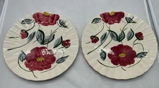 VTG Blue Ridge Southern Pottery “Colonial Becky” Dinner Plates Pink Handprinted