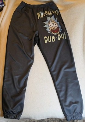 Rick & Morty Joggers Mens Large Black Graphic Print Sweatpants Adult Swim Used