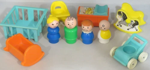 Vintage 1973 Fisher Price Little People Play Family Nursery Set #761 ~ COMPLETE