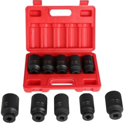 5Pcs 1/2'' Drive Deep Impact Axle Hub Socket Set 6 Point 30mm 32mm 34mm 35mm 36mm