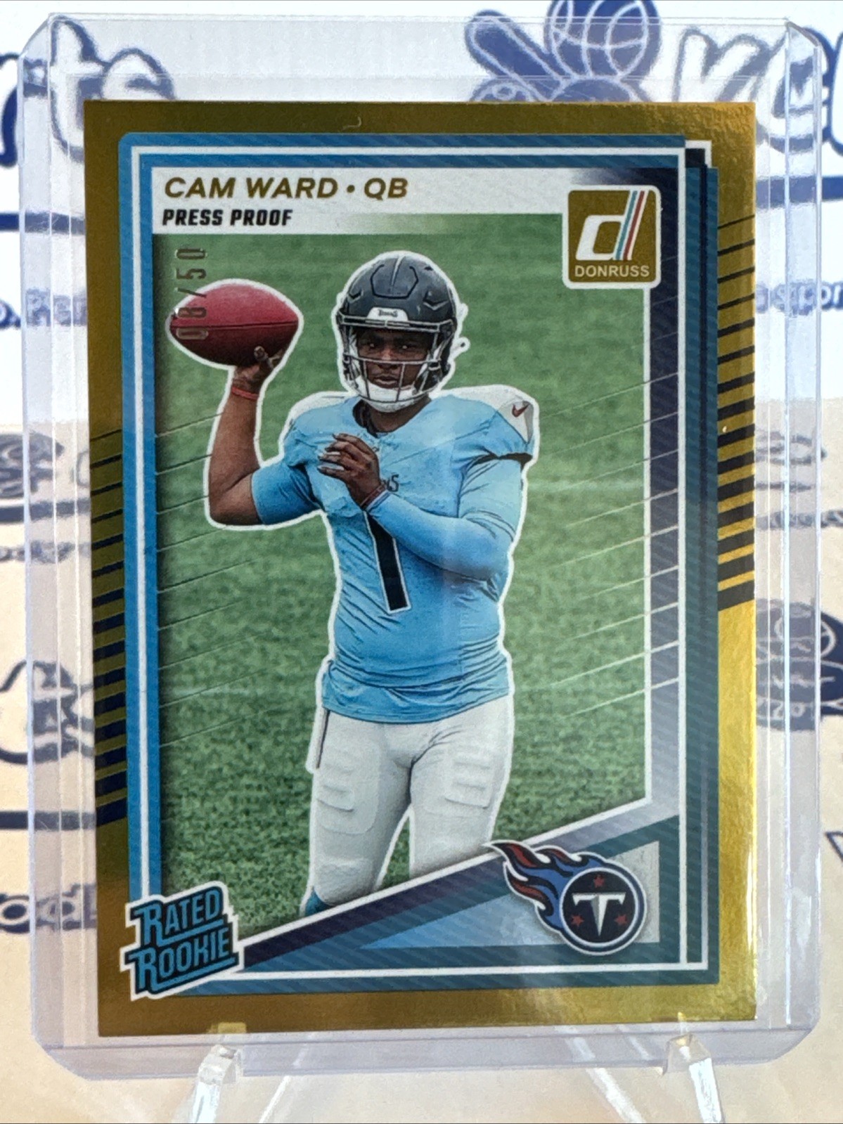 2025 Donruss Cam Ward GOLD PRESS PROOF RATED ROOKIE 8/50 🔥 (323041)