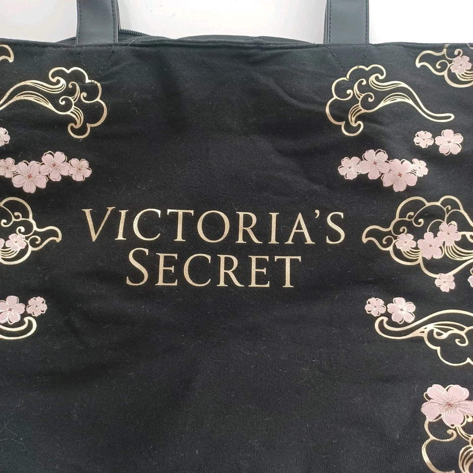 Victoria's Secret Large Tote Bag Black Zipper with Shoulder Strap - Image 3 of 4