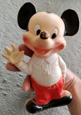Vintage 60s Mickey Mouse Rubber Figure Disney Collectible Squeeze Toy