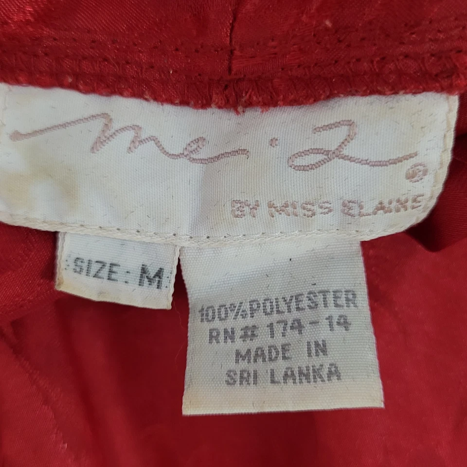 Me 2 Miss Elaine Red Satin Floral Nightgown & Robe 2 Piece Set Size M/L - Image 3 of 4