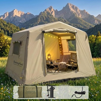 Inflatable Camping Tent with Pump - 5-Min Setup Air Tent for 4-6 Person