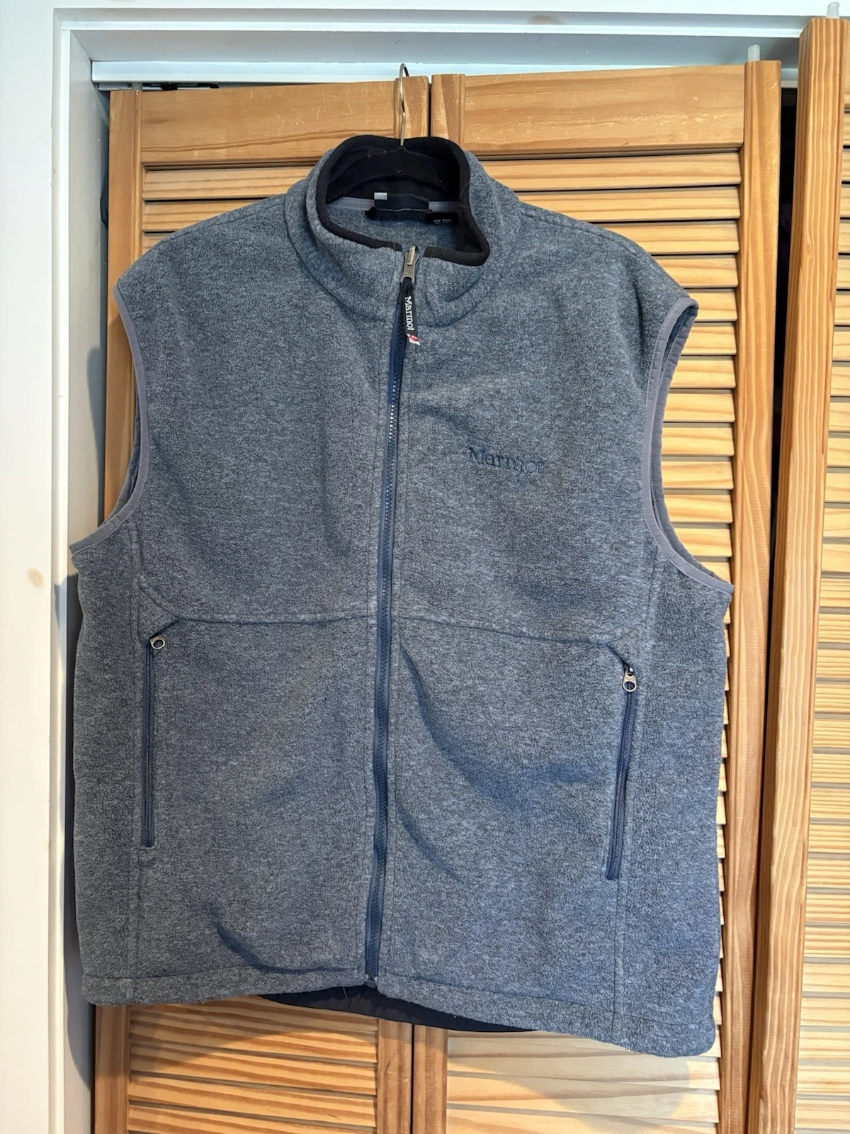 Marmot Men's Gray Fleece Vest FuZip Front Gorpcore Outdoors Winterwear Outerwear