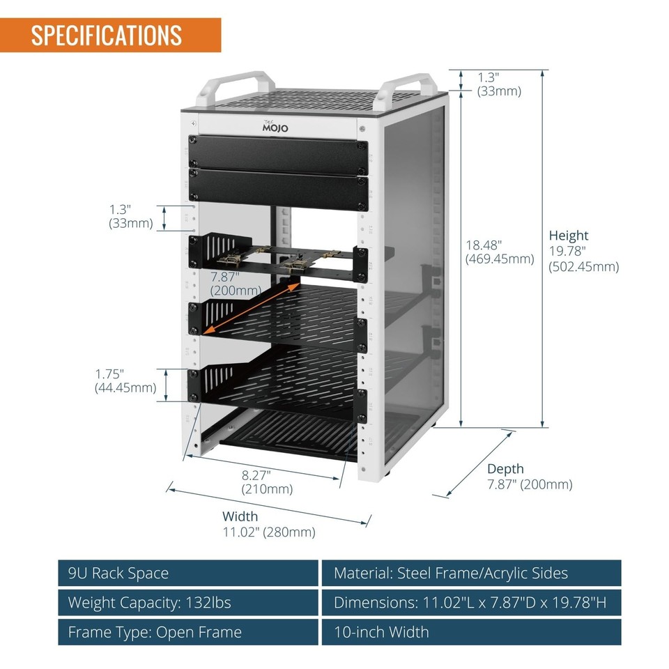 9U Network Rack, 10 inch Mini Server Rack with 2 Side Translucent ...