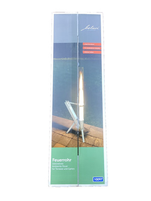Feuerrohr Ambiente Feuersäule Belavi Fackel aus Edelstahl, Glas Pellet NEU & OVP