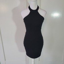 Lulus Size S Endlessly Alluring Black Lace Bodycon Dress Halter Cocktail LBD