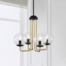 Leila 19 Inch Clear Globe Shade Modern Linear Chandelier 4 Light