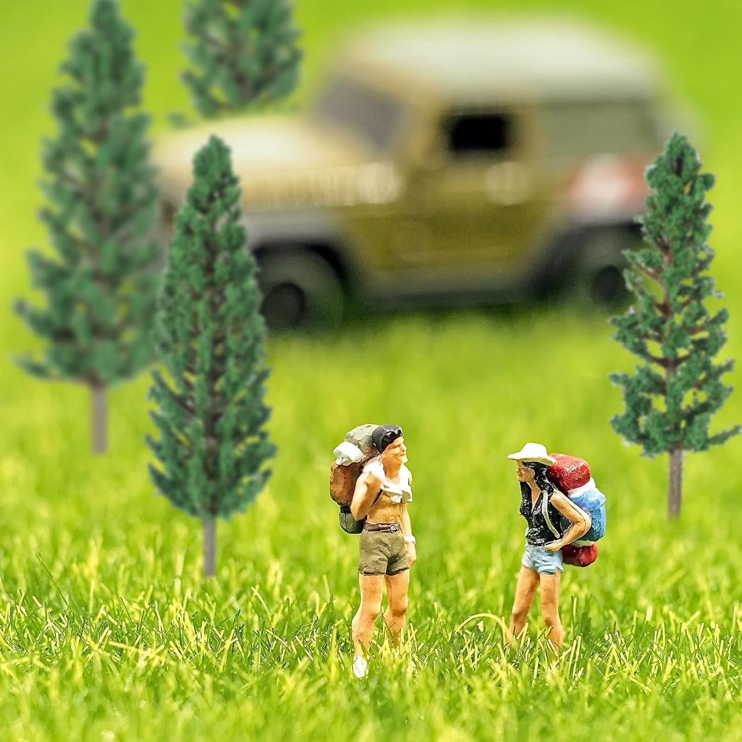 16 Pcs Model Pine Trees, 1.4-6.3 Inch Mixed Miniature Trees Diorama Green 