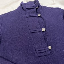 Lauren Ralph Lauren Lambswool 1/4 Crest Button Shawl Neck PulloverSweater Size M