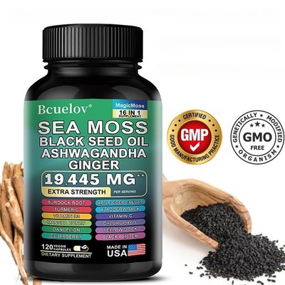 16 In 1 Supplement 30/60/120 Capsules With Sea Moss, Turmeric, Ginger, Vitamin D