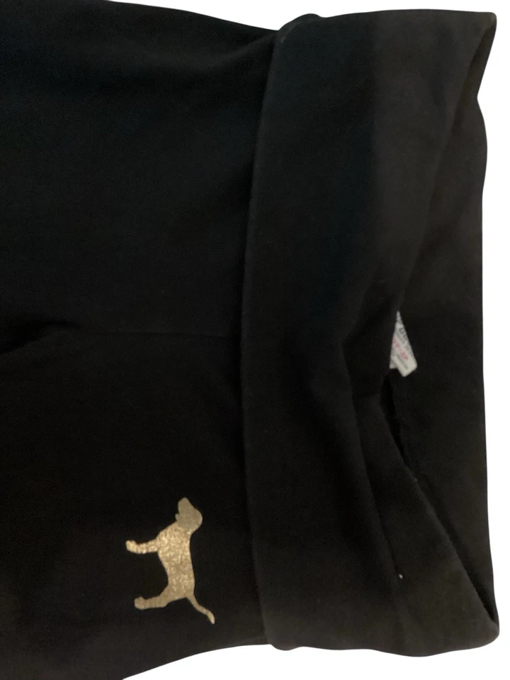 Y2K Victorias Secret PINK Black Yoga Pants Fold-over Waistband Low Rise Capri XS - Image 3 of 4