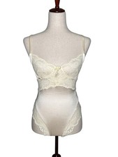Vintage 90s Victoria  s Secret Gold Label Lace Satin bodysuit. Cottage. Coquette