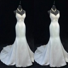 New Arrival Mermaid Satin Wedding Dress Spaghetti Strap Sweep Train Bridal Gowns