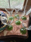 6 Vintage Green Base Martini Glasses With Clear Stems Very Unusual 12 Available — photo 3
