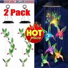 Solar Powered Hummingbird Wind Chime Lights Waterproof Outdoor Garden Decor New
