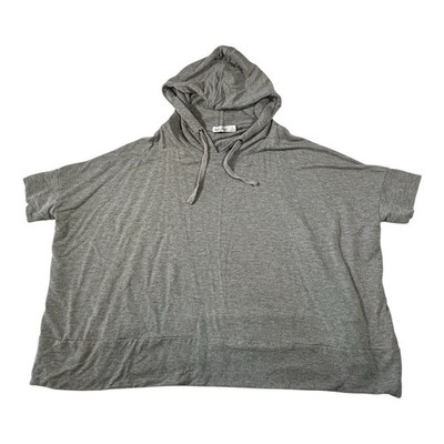 ANOTHER LOVE Women s L Boxy Hooded Tee Cropped Gray T Shirt Oversized 